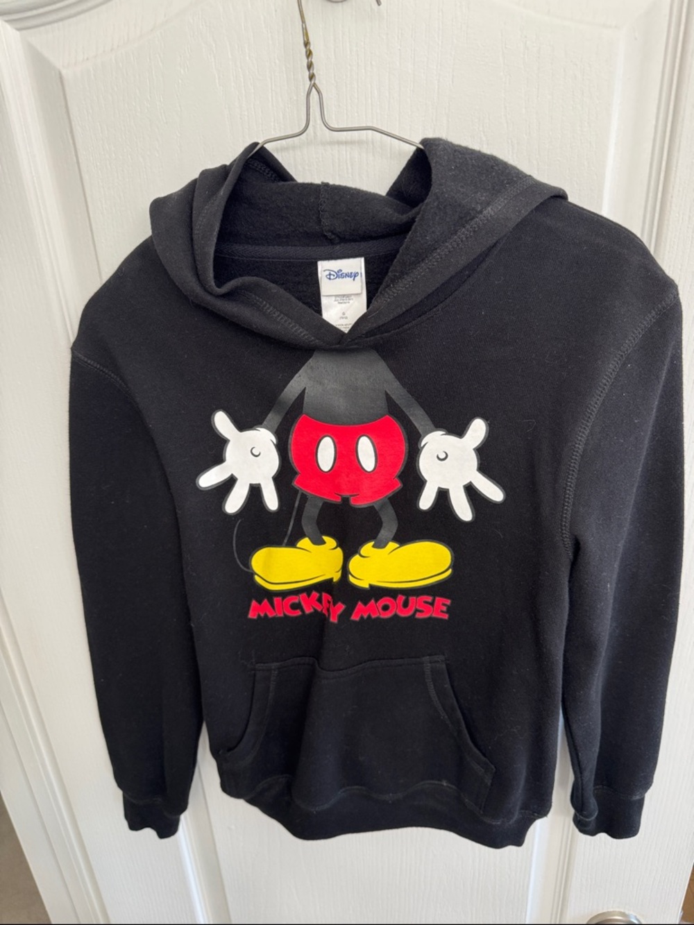 Disney Black Mickey Mouse Graphic Hoodie with Red, Yellow and White Size 10/12 L